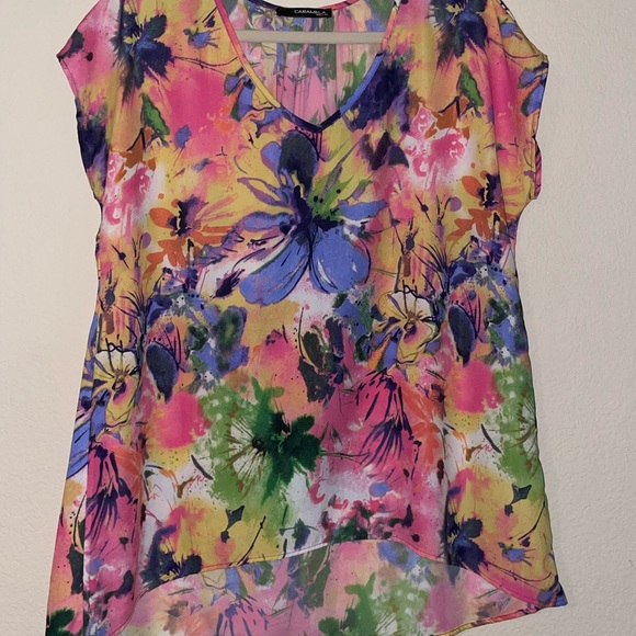 FABRIK ▪️ LIKE NEW ▪️ A Line abstract floral top - Picture 2 of 3